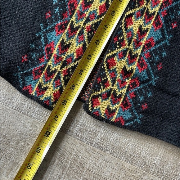 Outback Trading Company Tania Long Aztec black hooded duster cardigan L XL - Picture 12 of 13